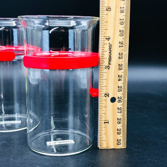 80s Bodum Denmark Red Round Handles Tall Coffee Cup PAIR Vintage Retro Kitchen - Picture 10 of 10